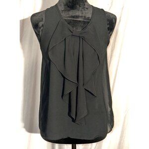 by & by Sheer Black Sleeveless Blouse, Bow Design on Front, Size Small